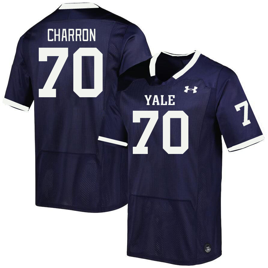 Men-Youth #70 Cameron Charron Yale Bulldogs 2023 College Football Jerseys Stitched-Blue